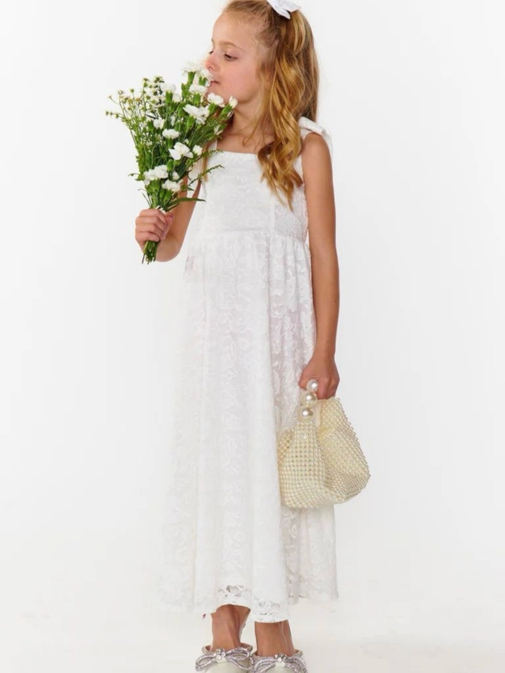 Show Me Your MuMu Girls White Lace Formal Dress